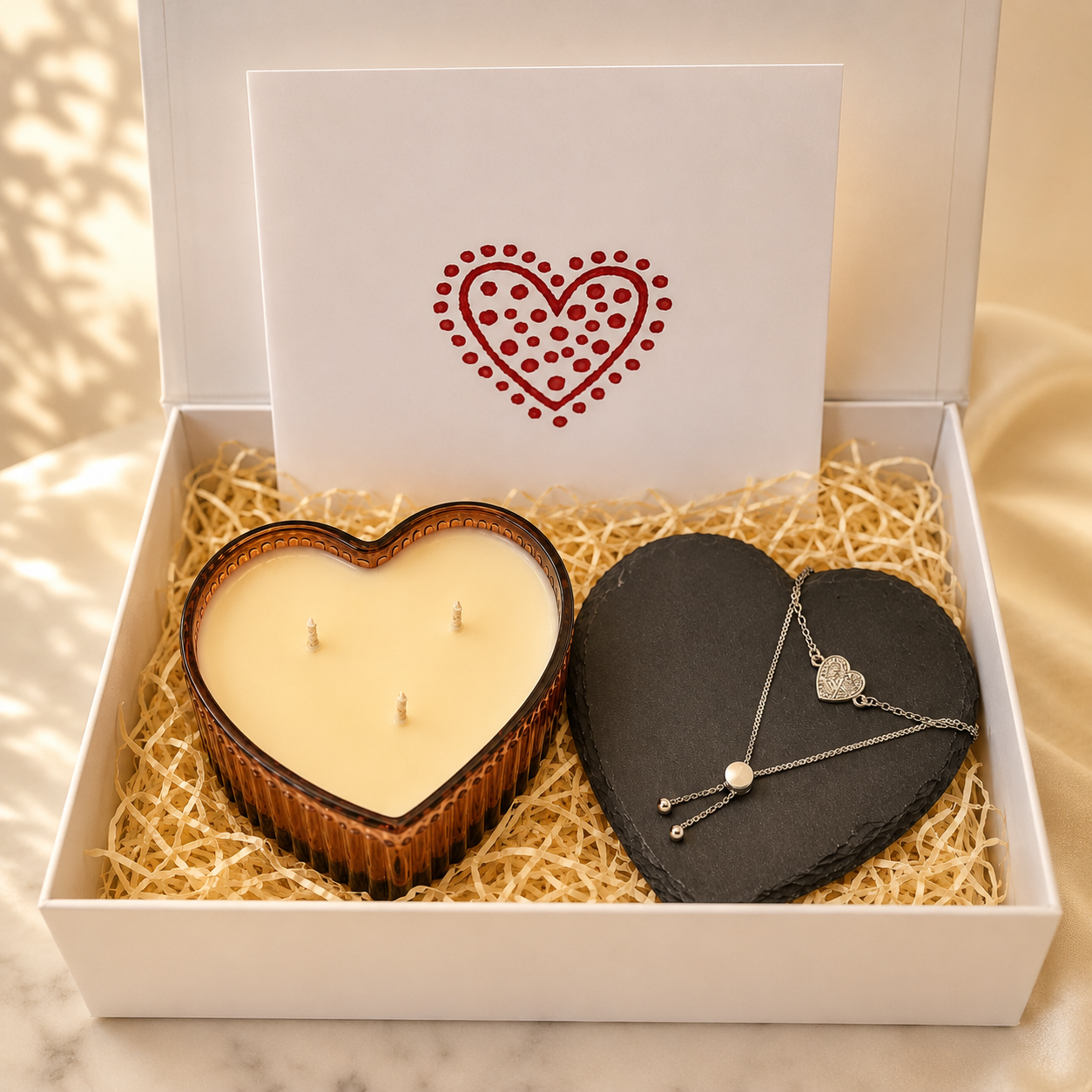 Expression of Love Heart Candle & Bracelet gift set