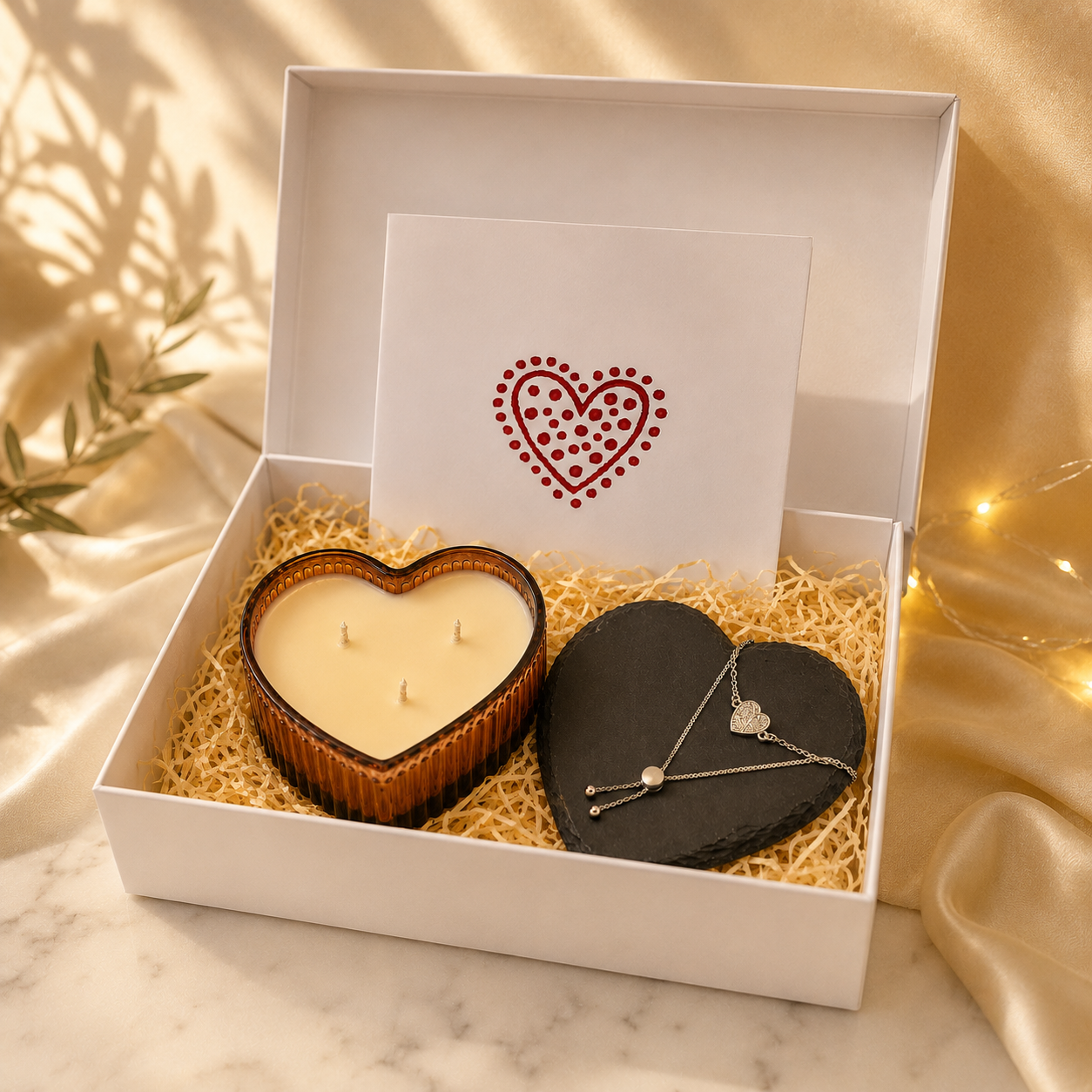 Expression of Love Heart Candle & Bracelet gift set