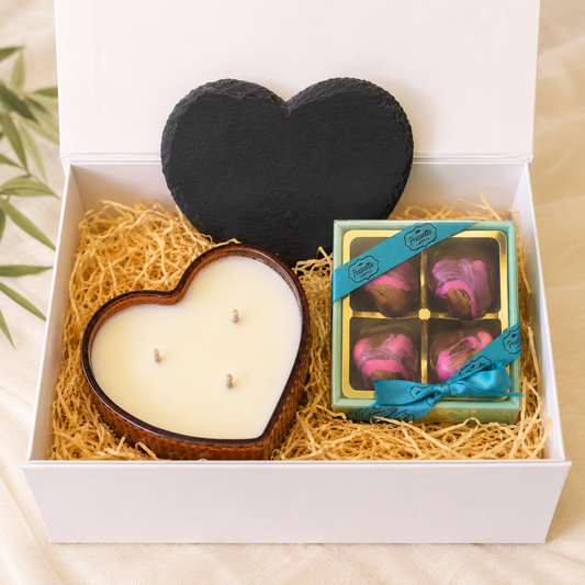 Expression of Love Heart Candle & Truffles gift set