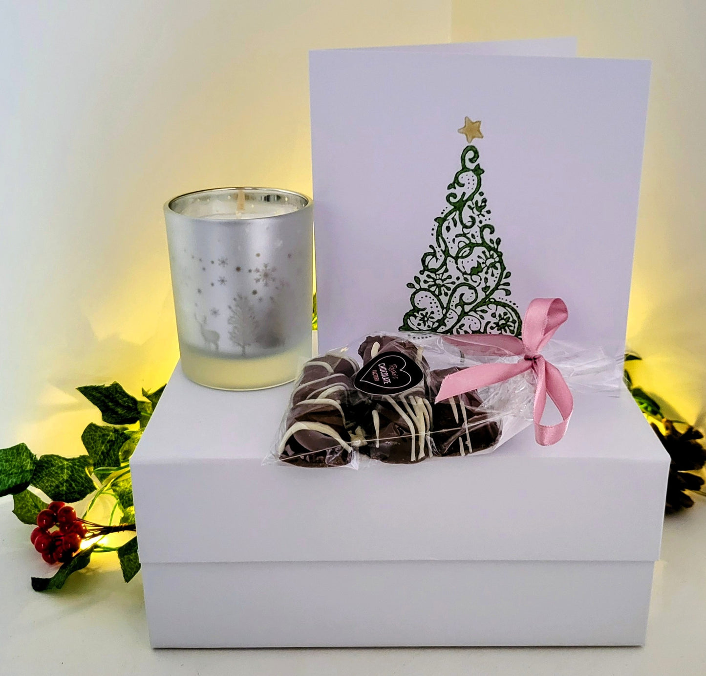 '2C' Candle and Chocolates Gift Box (Silver candle option)
