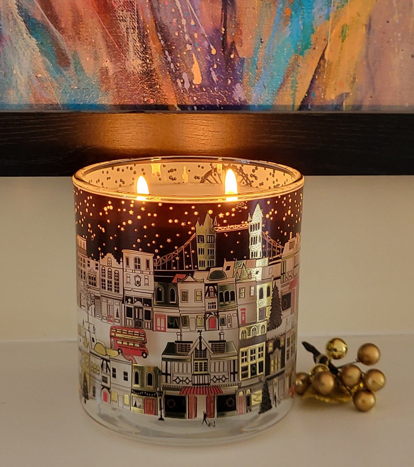Festive London Skyline candle